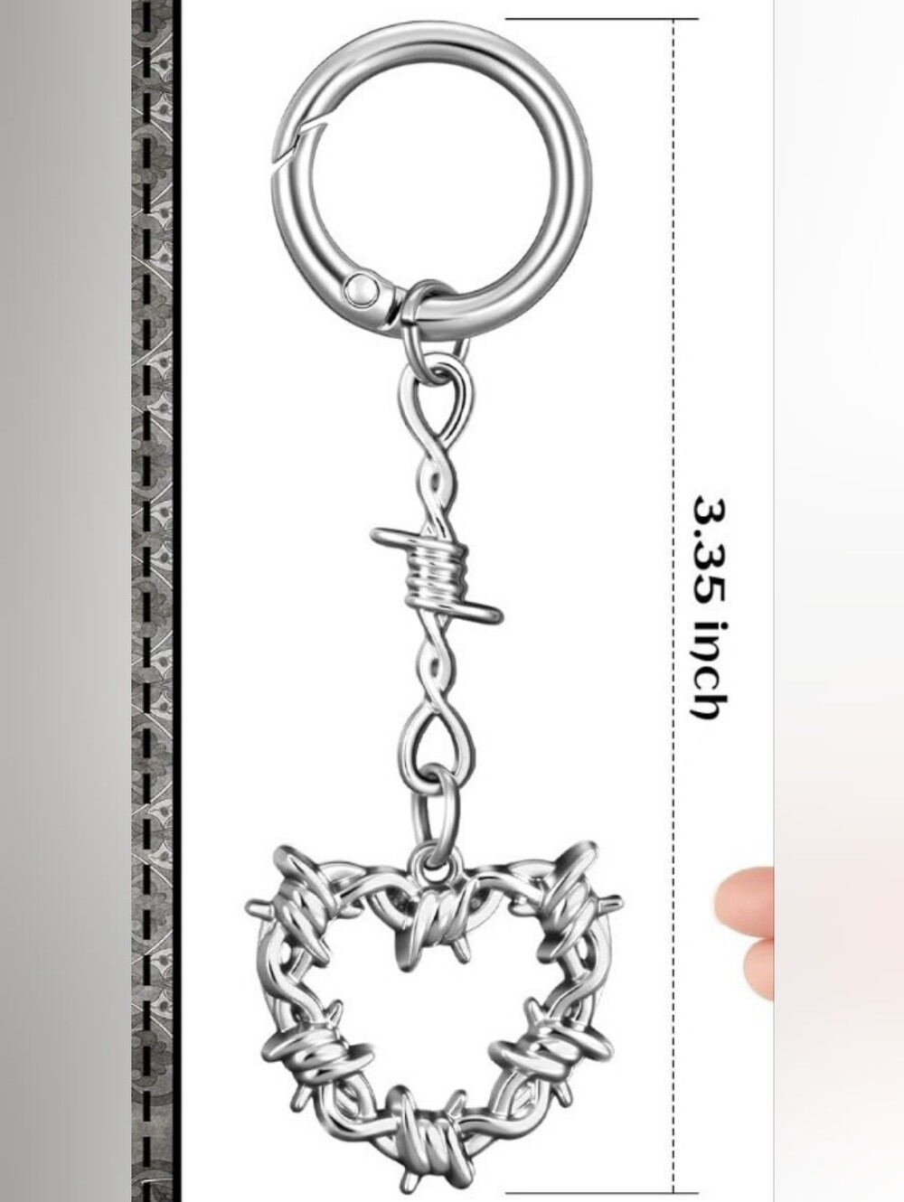 Barbed Wire Heart Keychain - Picture 8 of 12